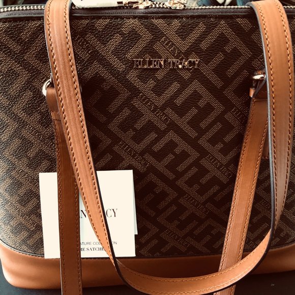 Ellen Tracy Handbags - ELLEN TRACY Dome Satchel Bag Logo Print Design NWT
